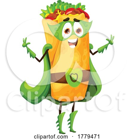 Super Burrito Food Mascot Character by Vector Tradition SM