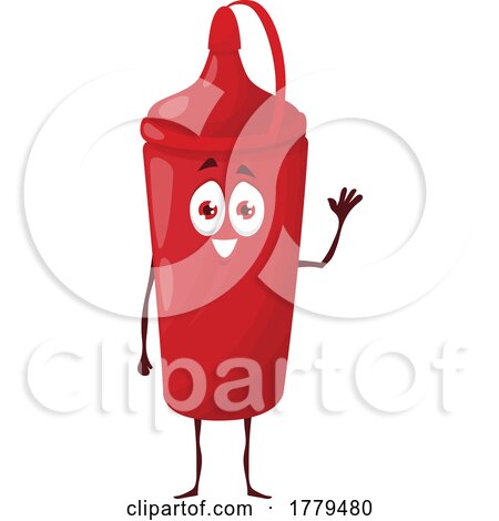 Waving Ketchup Bottle Food Mascot Character by Vector Tradition SM