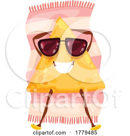 Sun Bathing Tortilla Chip Food Mascot Character by Vector Tradition SM