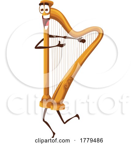Harp Music Instrument Mascot Character by Vector Tradition SM