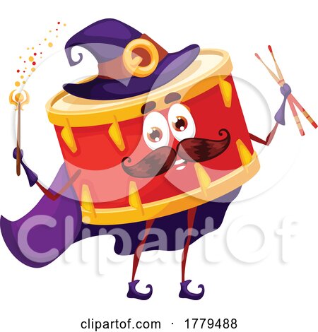 Wizard Drum Music Instrument Mascot Character by Vector Tradition SM
