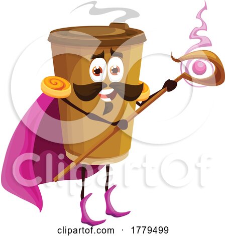 Wizard Take Away Coffee Food Mascot Character by Vector Tradition SM