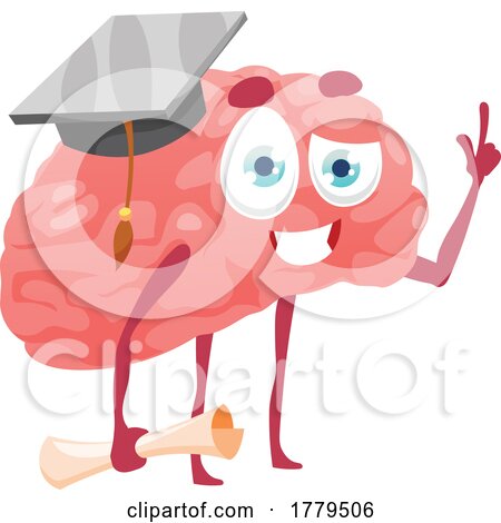 Brain Mascot Character Graduate by Vector Tradition SM