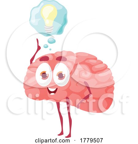Brain Mascot Character with a Bright Idea by Vector Tradition SM