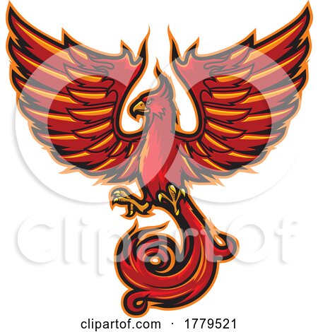 Phoenix Bird with an Orange Outline by Vector Tradition SM