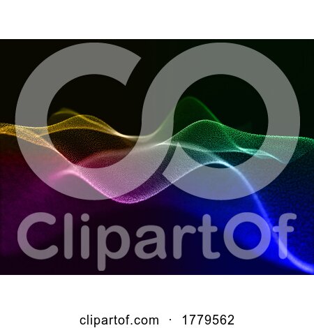3D Abstract Background with Rainbow Coloured Flowing Particle Waves by KJ Pargeter