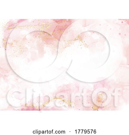 Elegant Pink Hand Painted Alcohol Ink Background with Gold Glitter by KJ Pargeter