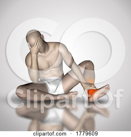 3D Male Figure Holding His Ankle in Pain by KJ Pargeter