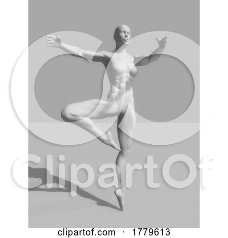 3D Female Figure with Muscular Physique in Ballet Pose by KJ Pargeter