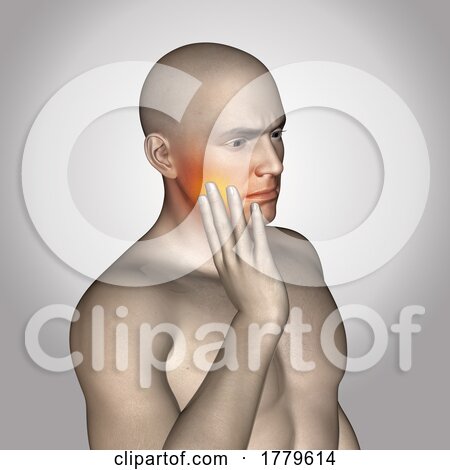 3D Male Figure with Close up of Him Holding His Face in Pain by KJ Pargeter