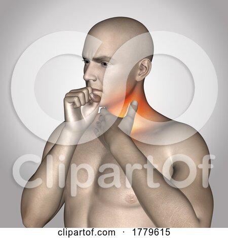 3D Close up of a Male Figure Holding His Throat in Pain by KJ Pargeter