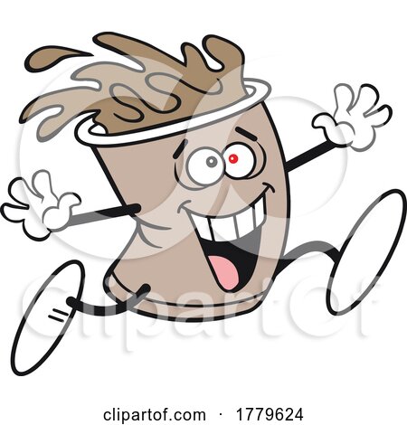 Cartoon Excited Coffee Cup Mascot Running from Too Much Caffeine by Johnny Sajem