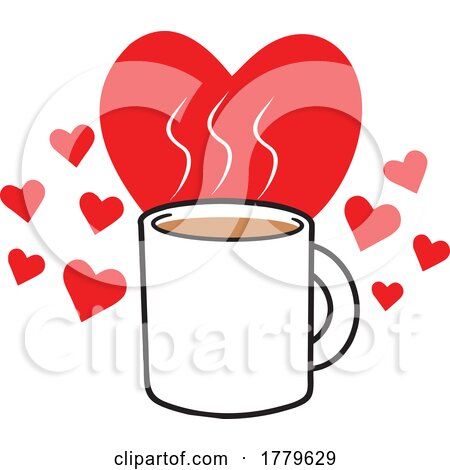 Cartoon Hot Chocolate or Coffee with Hearts by Johnny Sajem