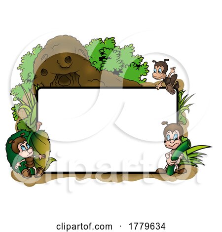 Cartoon Border Sign Frame with Ants by dero