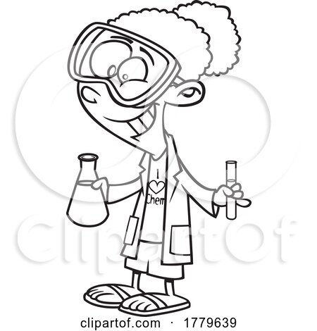 Cartoon Black and White Girl Chemist by toonaday