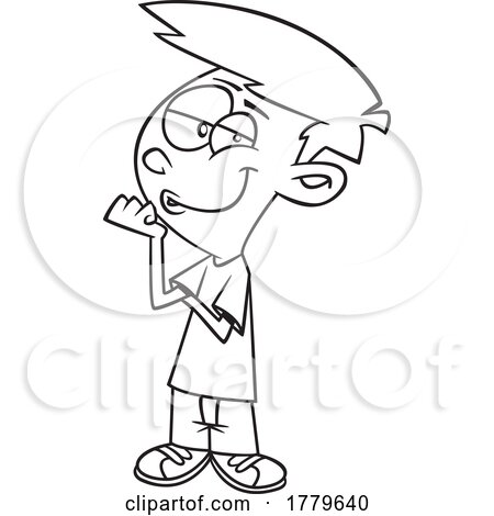 Cartoon Black and White Boy with a Big Ego by toonaday