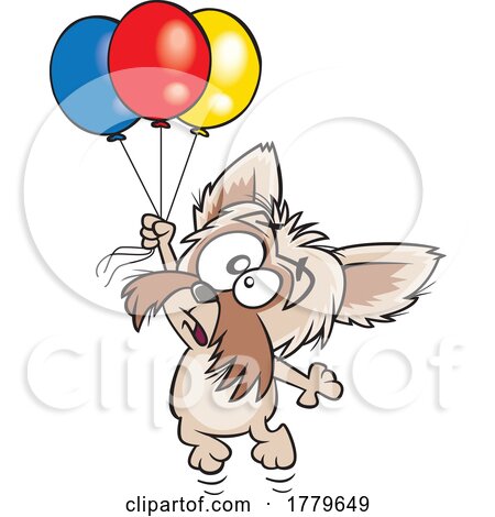 Cartoon Birthday Pup Floating with Balloons by toonaday