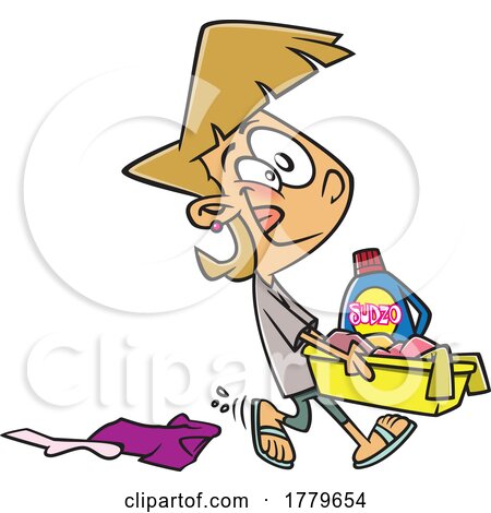 Cartoon Girl Carrying a Laundry Basket by toonaday