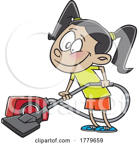 Cartoon Girl Vacuuming by toonaday