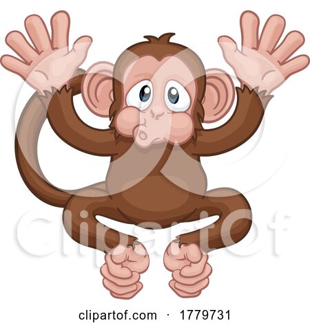 Monkey Cartoon Character Animal Mascot Waving by AtStockIllustration