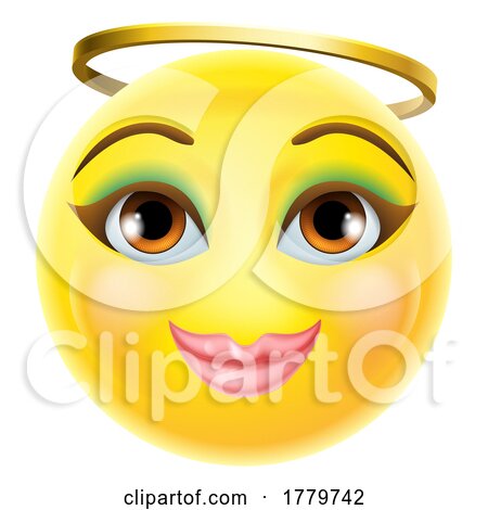 Angel Emoji Emoticon Woman Female Cartoon Icon by AtStockIllustration