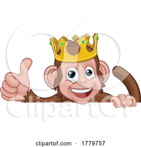 Monkey King Crown Cartoon Animal Thumbs up Sign by AtStockIllustration