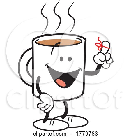 Cartoon Mug Shots Coffee Moji Mascot with a Reminder by Johnny Sajem