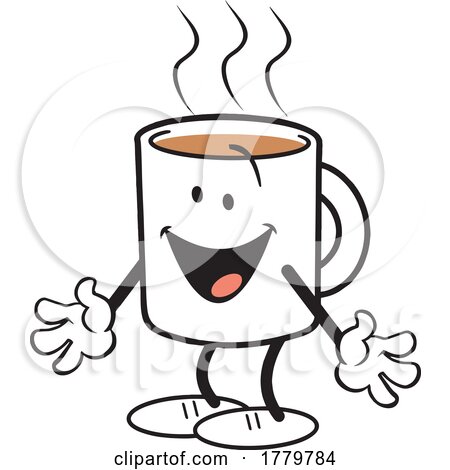 Cartoon Happy Welcoming Mug Shots Coffee Moji Mascot by Johnny Sajem
