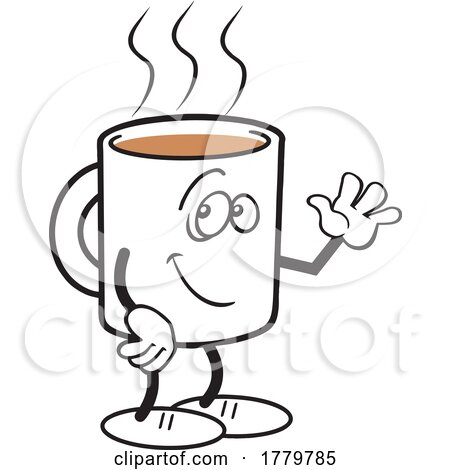 Cartoon Waving Mug Shots Coffee Moji Mascot by Johnny Sajem