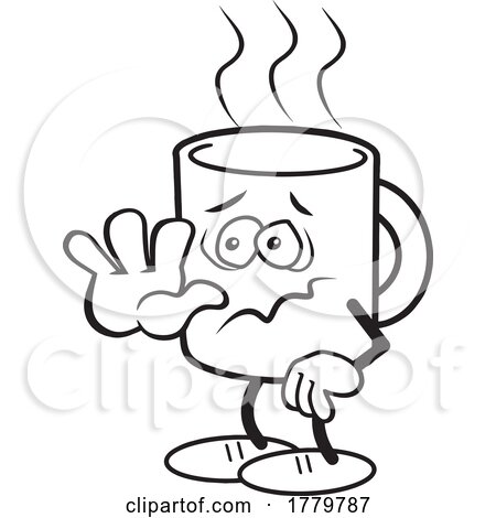 Cartoon Jittery Mug Shots Coffee Moji Mascot Gesturing No More by Johnny Sajem