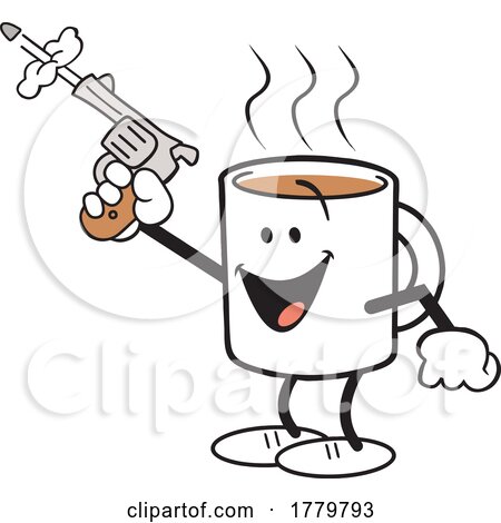 Cartoon Shooting Mug Shots Coffee Moji Mascot by Johnny Sajem