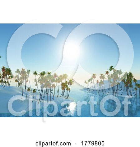 3D Tropical Background with Palm Tree Islands by KJ Pargeter