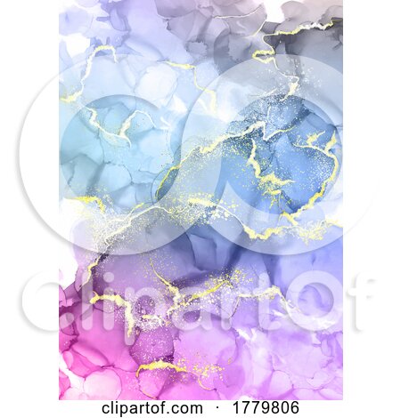 Alcohol Ink Background with Gold Glitter by KJ Pargeter
