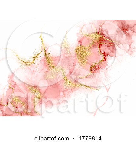 Pink Alcohol Ink Background with Gold Glittery Elements by KJ Pargeter