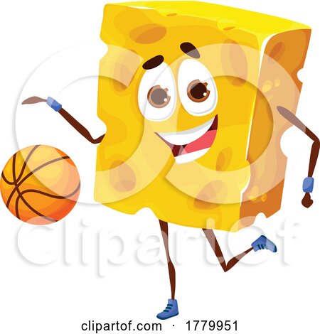 Cheese Mascot Playing Basketball by Vector Tradition SM