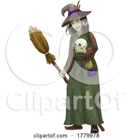 Witch Holding a Skull by Vector Tradition SM