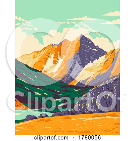 Maroon Bells in the Elk Mountains Maroon Peak and North Maroon Peak in Colorado WPA Poster Art by patrimonio