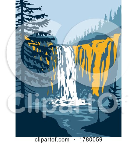 Snoqualmie Falls on Snoqualmie River in Snoqualmie and Fall City Washington State WPA Poster Art by patrimonio