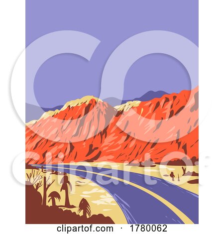 Red Rock Canyon National Conservation Area in the Mojave Desert Nevada USA WPA Poster Art by patrimonio