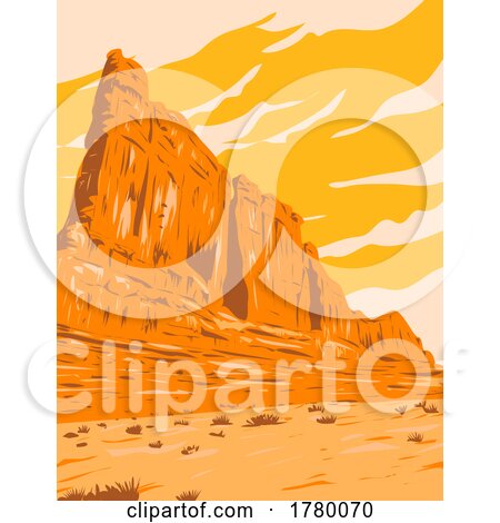 The Organ Within Courthouse Towers Cluster in Arches National Park Utah WPA Poster Art by patrimonio