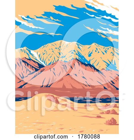 Olancha Peak on Tulare-Inyo County in Sierra Nevada California WPA Poster Art by patrimonio