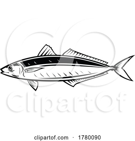 Round Scad Fish or Mackerel Scad Side View Mascot Retro by patrimonio