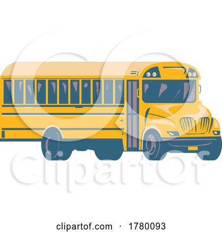 Yellow School Bus or Tour Bus Viewed from Side WPA Poster Art by patrimonio