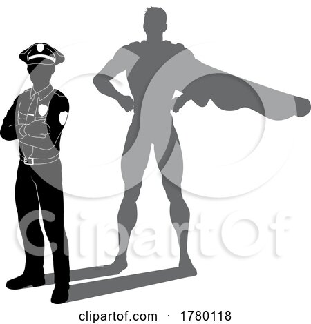 Superhero Police Man Policeman Super Hero Shadow by AtStockIllustration