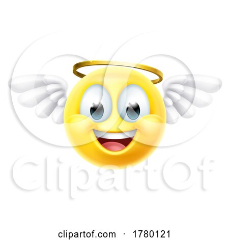 Angel Emoji Emoticon Man Face Cartoon Icon Mascot by AtStockIllustration