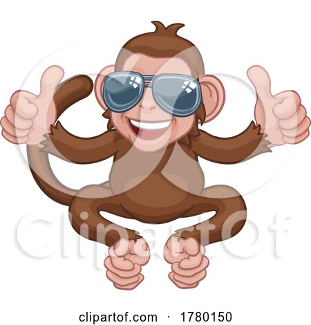 Monkey Sunglasses Cartoon Animal Giving Thumbs up by AtStockIllustration