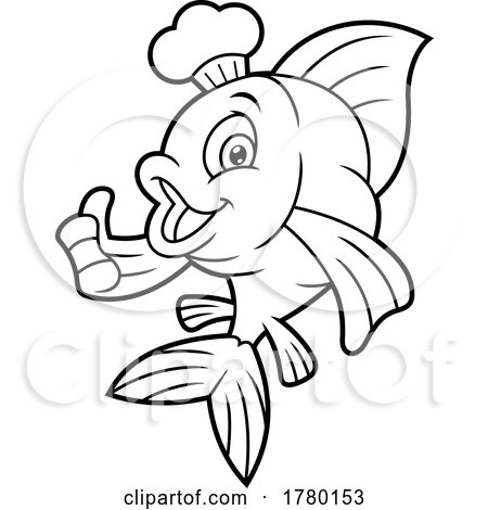 Cartoon Black and White Goldfish Chef Mascot Holding a Thumb up by Hit Toon