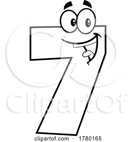Cartoon Black and White Number Seven Character by Hit Toon
