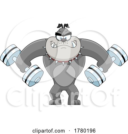 Cartoon Bulldog Mascot with Dumbbells by Hit Toon