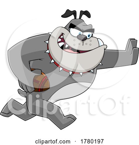 Cartoon Bulldog Mascot Playing Football by Hit Toon